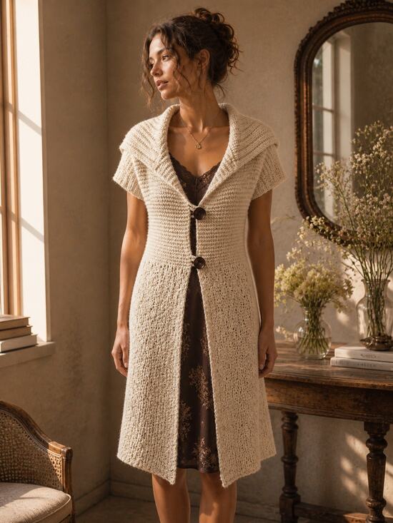 Free People Sweaters - FREE PEOPLE RARE! Handmade Fisherman’s Wool Cardigan Sweater Duster Cream XS